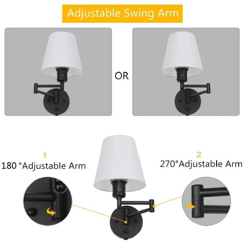 Wall Light Black Swing Arm Wall-Mounted Lamps