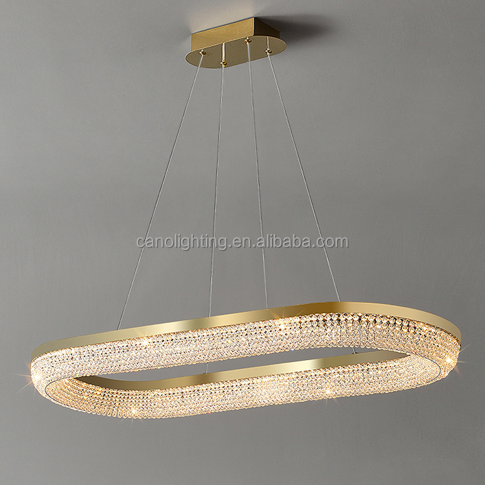 Modern Crystal Transparent Chandelier Living Room Luxury Hall Circular Lighting