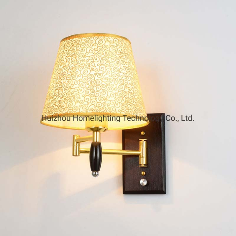 Hotel Wall Sconces Wholesale Bedside Adjustable Swing Arm Wooden Vintage Wall Lamp Budget Hotel Lighting Packages