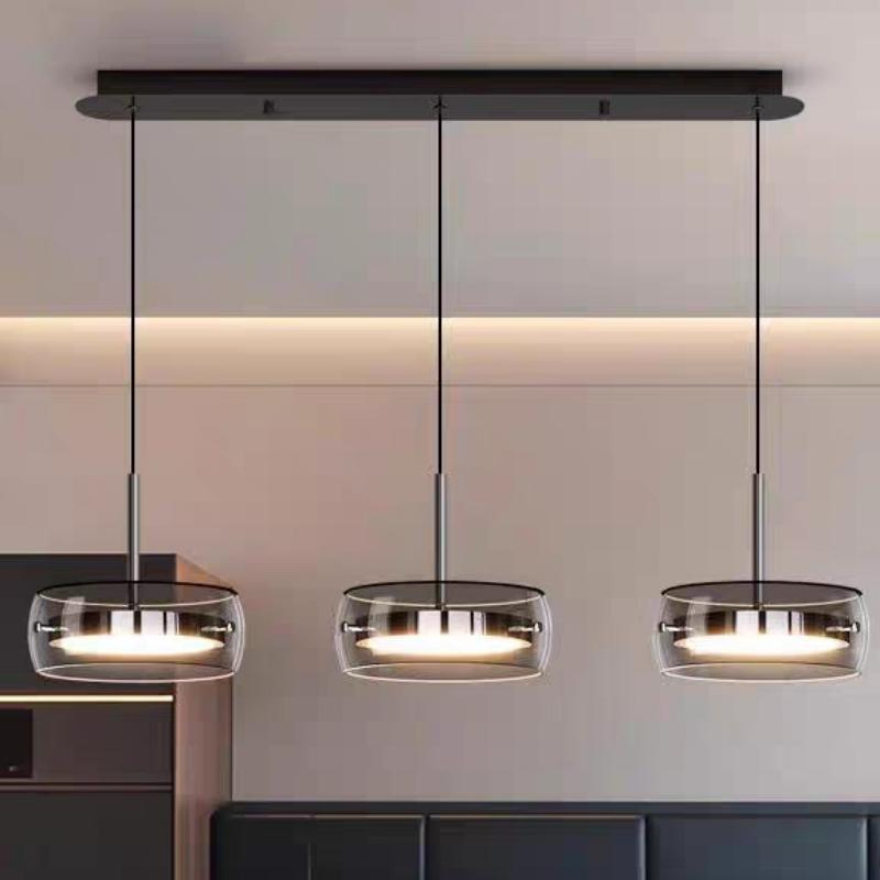 Modern Minimalist New Design Restaurant Tea Room Dining Table Office Glass Pendant Lamp Italian Long Strip Linear LED Hanging Metal Pendant Light (ZY-C032-R)