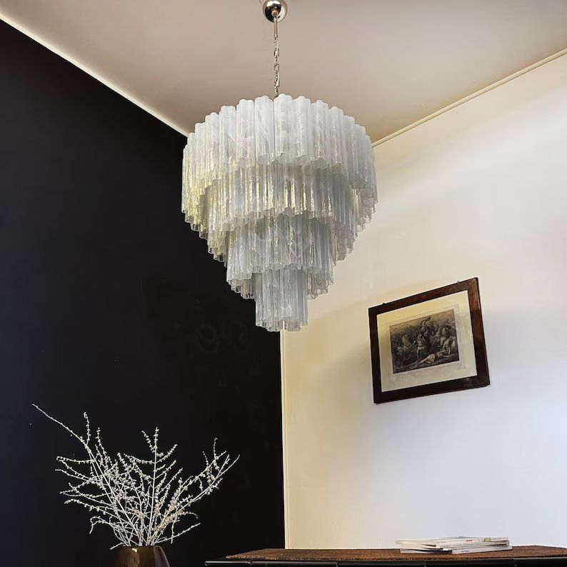 Italy Suspension Lamp Home Decorative Pink Crystal Murano Glass Modern Design Ceiling Chandelier