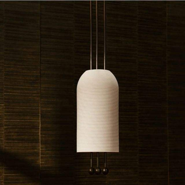 Modern Nordic Simple Linear Solid Brass White Frosted Glass Hanging Lighting Coffee Shop Living Room Pendant Lamp