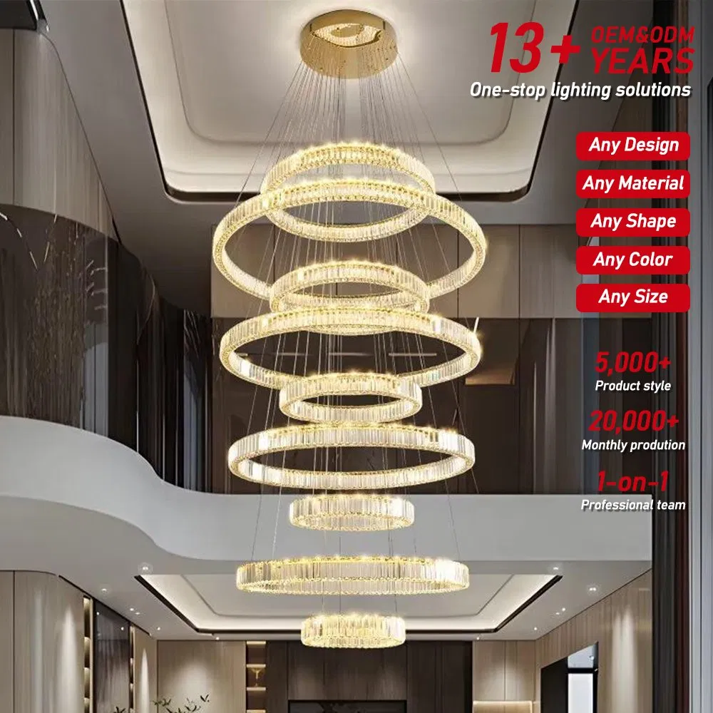 Modern Luxury K9 Crystal Large Chandelier for Elegant Hotel Lobbies