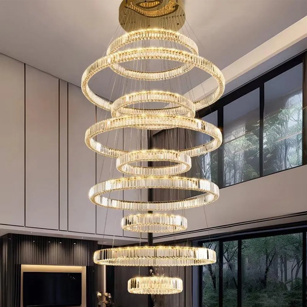 Modern Luxury K9 Crystal Large Chandelier for Elegant Hotel Lobbies