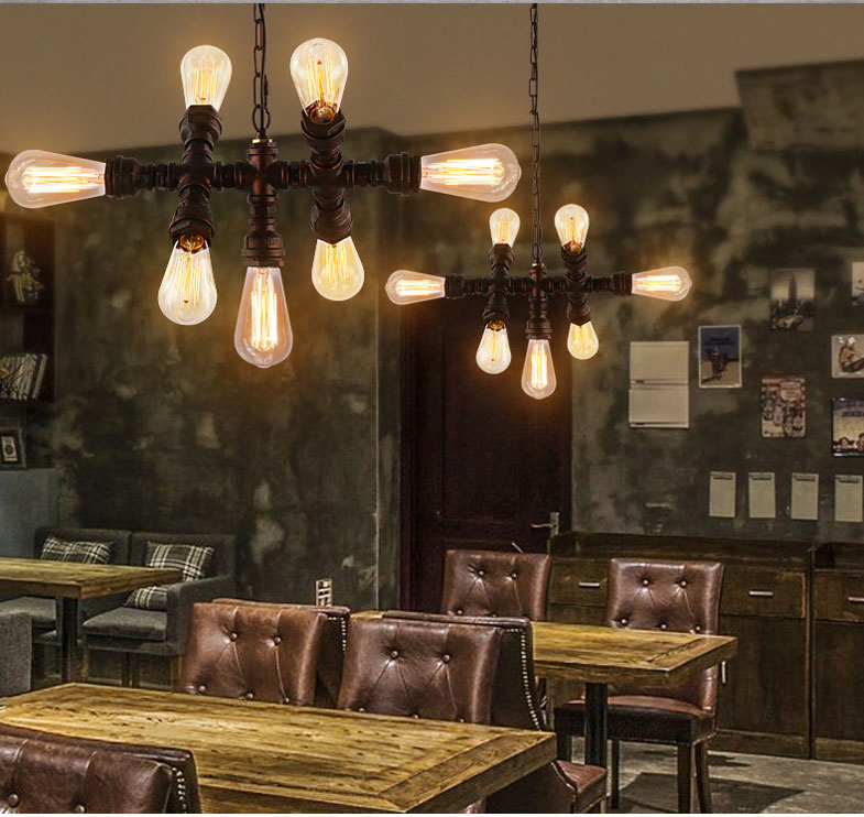 Loft Industrial Style Retro Water Pipe Chandelier Restaurant Aisle Coffee Shop Iron Pendant Lamp (WH-VP-222)