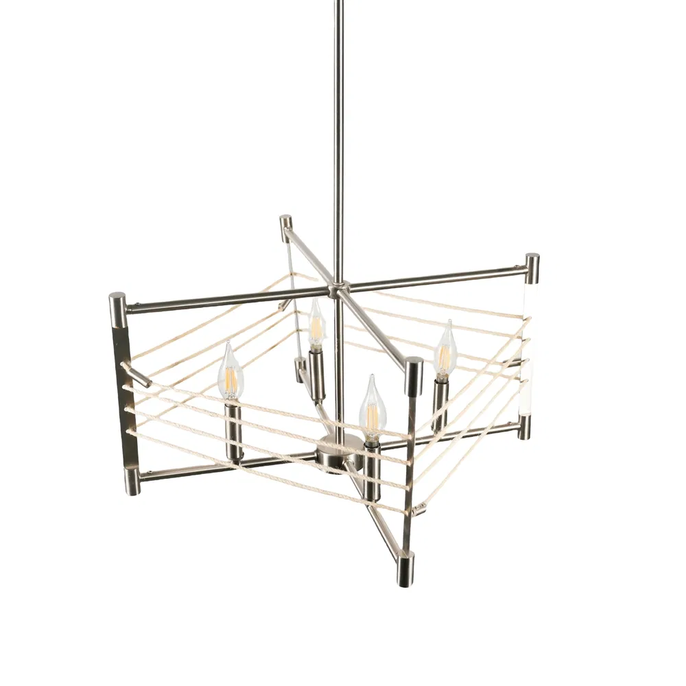 Industrial Zm250020-04ni Black Steel Pipe Grid Pendant Lighting for Urban Coffee Roasteries