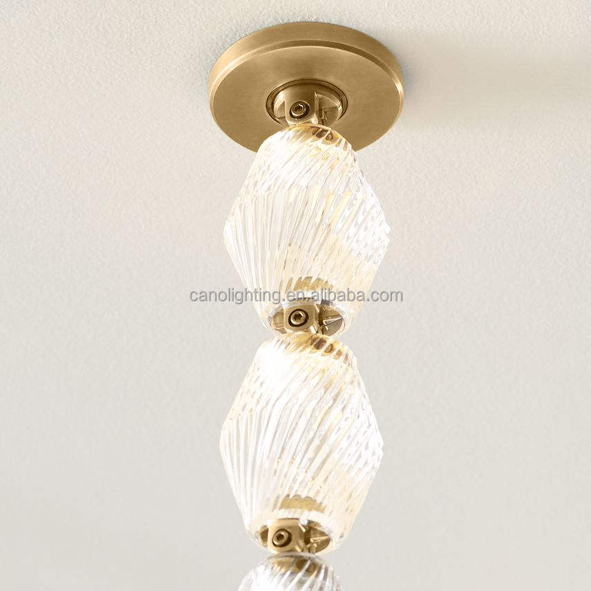 Bar Linear Glass Collier Pendant Light Modern Minimalist Cafe Showroom Restaurant Decoration Black Metal Brass Pendant Light