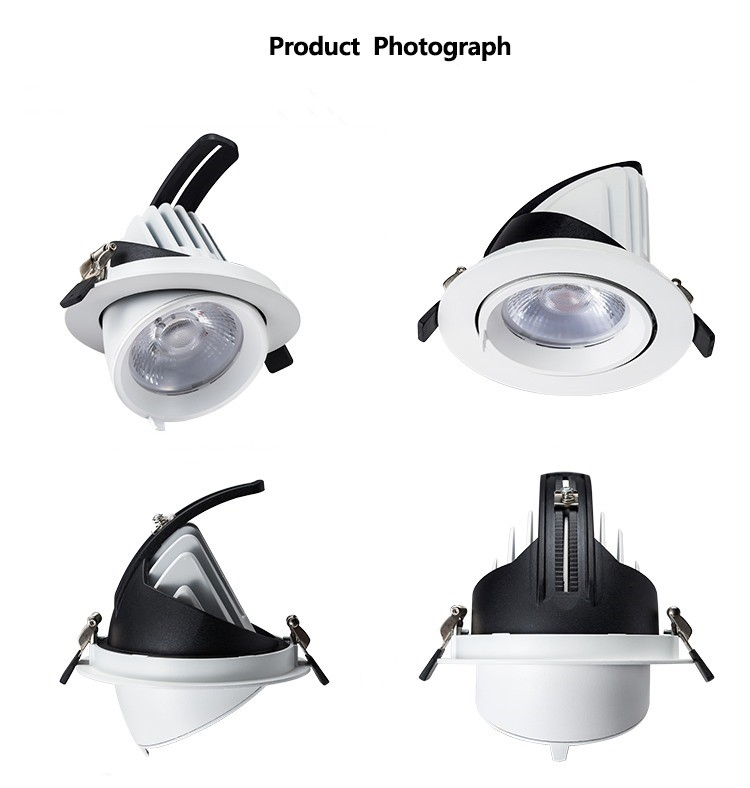 Adjustable Ceiling Recessed Spotlights Smart Gimbal LED Down Lights for Shopping Mall