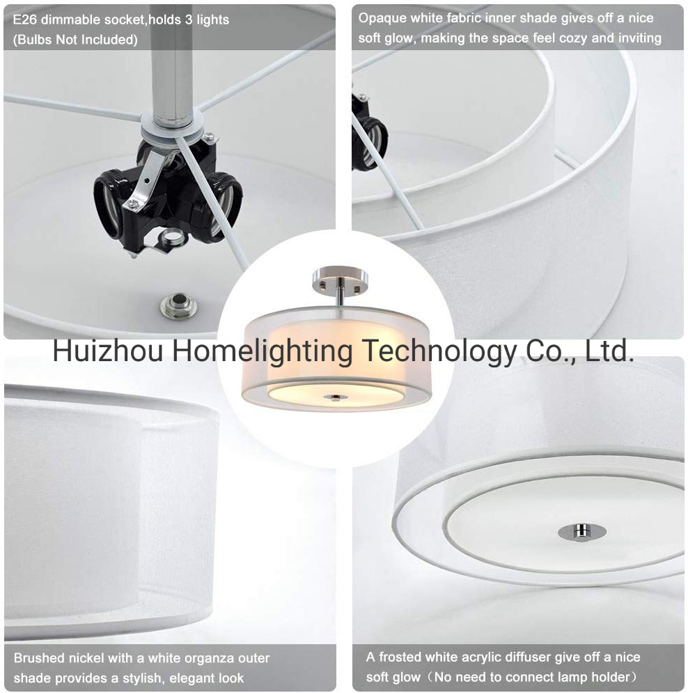 Jlc-Fs15 Modern 2-Tier Semi Flush Mount Lighting Fixture Ceiling Light for Bedroom