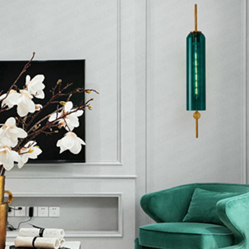 Creative Blue Glass Northern Europe Tube Hotel Prototype Room Wall Lamp (WH-OR-35)