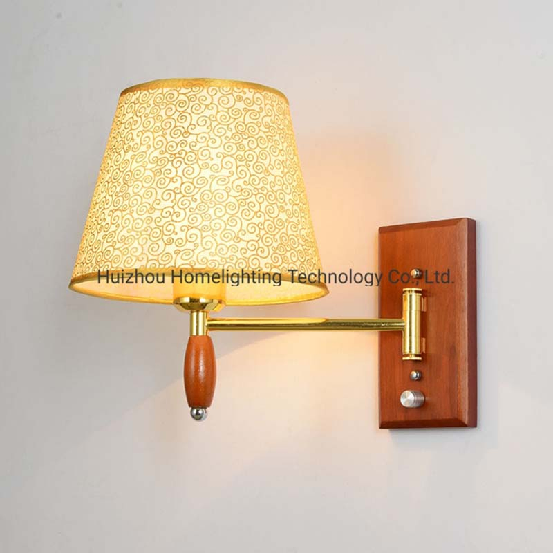 Hotel Wall Sconces Wholesale Bedside Adjustable Swing Arm Wooden Vintage Wall Lamp Budget Hotel Lighting Packages