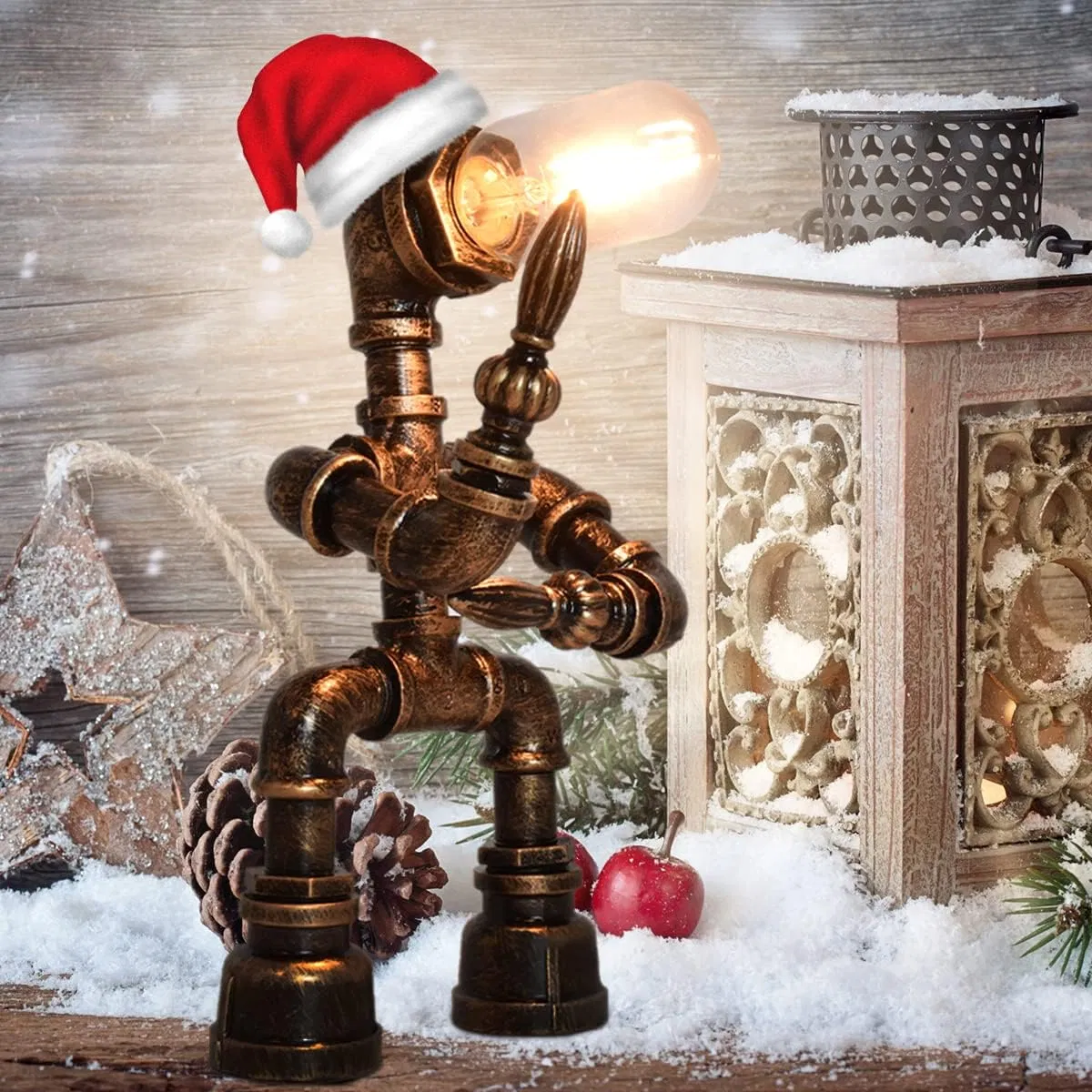 Retro Vintage Table Lamp Industrial Loft Style Steampunk Lamp Iron Pipe Desk Lamp for Bedside, Living Room, Hallway, Cafe, Store