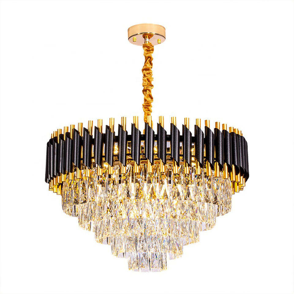 Luxury Crystal Chandelier Modern E14 Staircase Lighting Fixtures Pendant Light