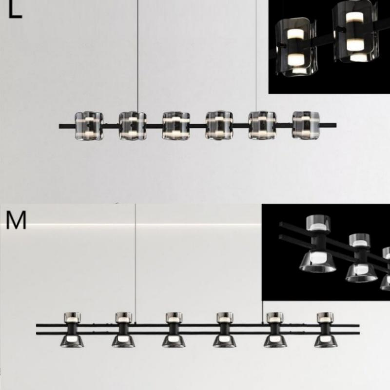 Modern Minimalist New Design Restaurant Tea Room Dining Table Office Glass Pendant Lamp Italian Long Strip Linear LED Hanging Metal Pendant Light (ZY-C032-R)
