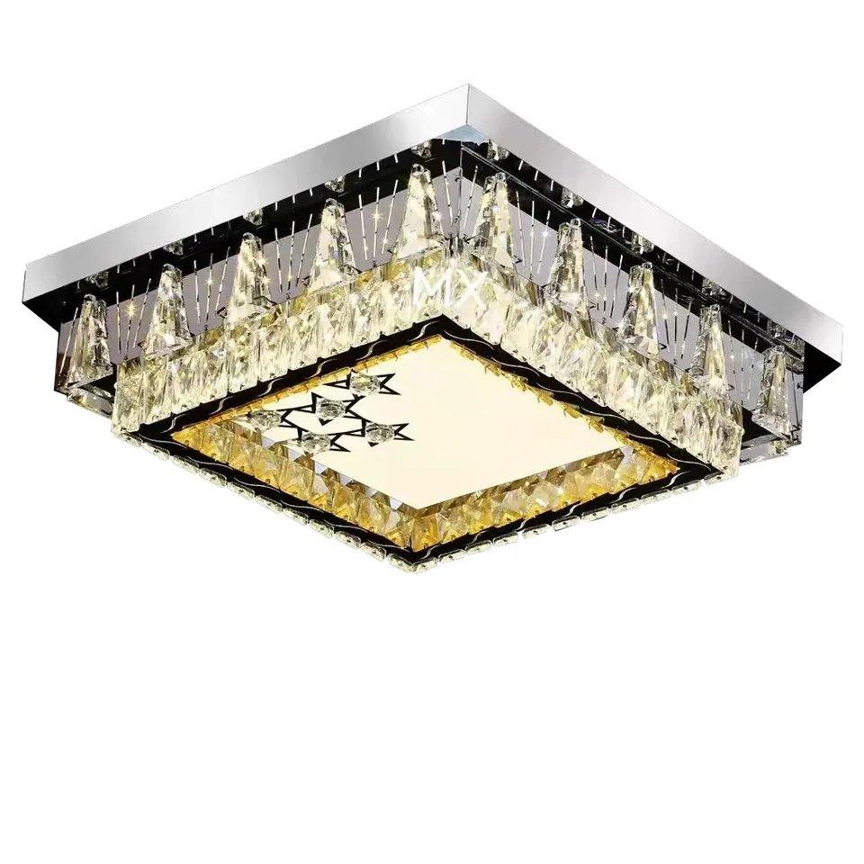 Modern Flush Mount LED Crystal Ceiling Light for Living Room