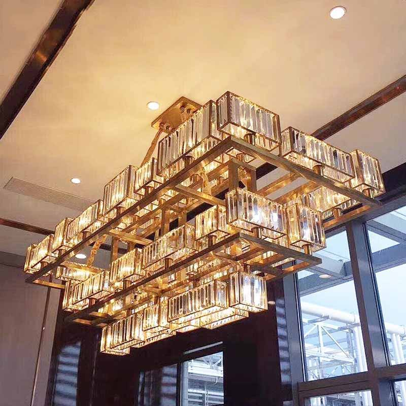 Modern Luxury Large Round Chandelier Restaurant Living Room Hotel Lobby Crystal Custom Engineering Chandelier