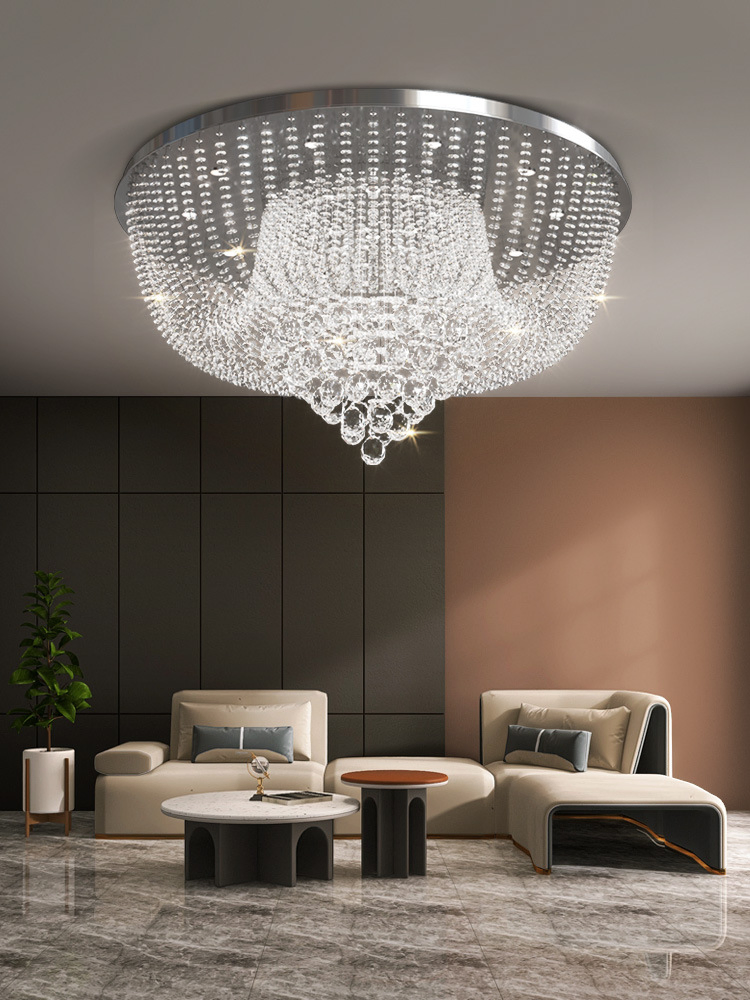 Italian Crystal Beaded Chandelier Flush Mount Ceiling Light