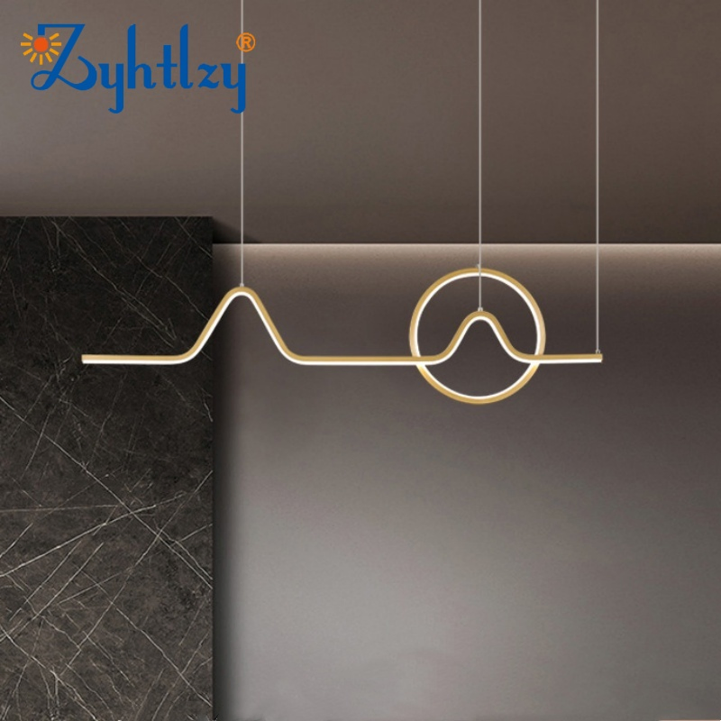 Simple Modern Wholesale Minimalist Gold Design Linear LED Pendant Lamp Dining Room Restaurant Bar Long Kitchen LED Aluminum Silicone Pendant Light (ZY-C025)