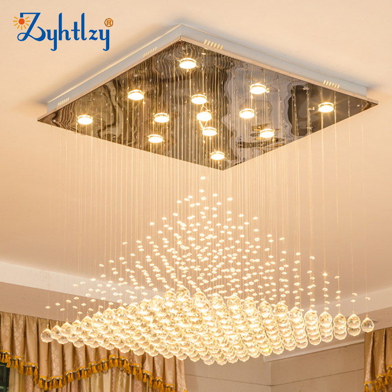 Square Crystal Flush Mount Ceiling Lights for Indoor Home Decor Project Lighting Dining Room 8007