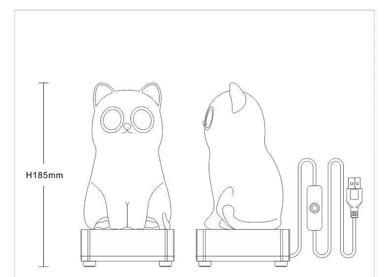 3D Firework Cat Lamp Size