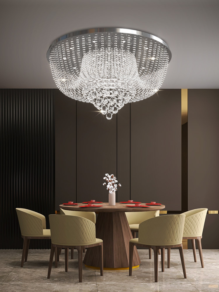 Italian Crystal Beaded Chandelier Flush Mount Ceiling Light