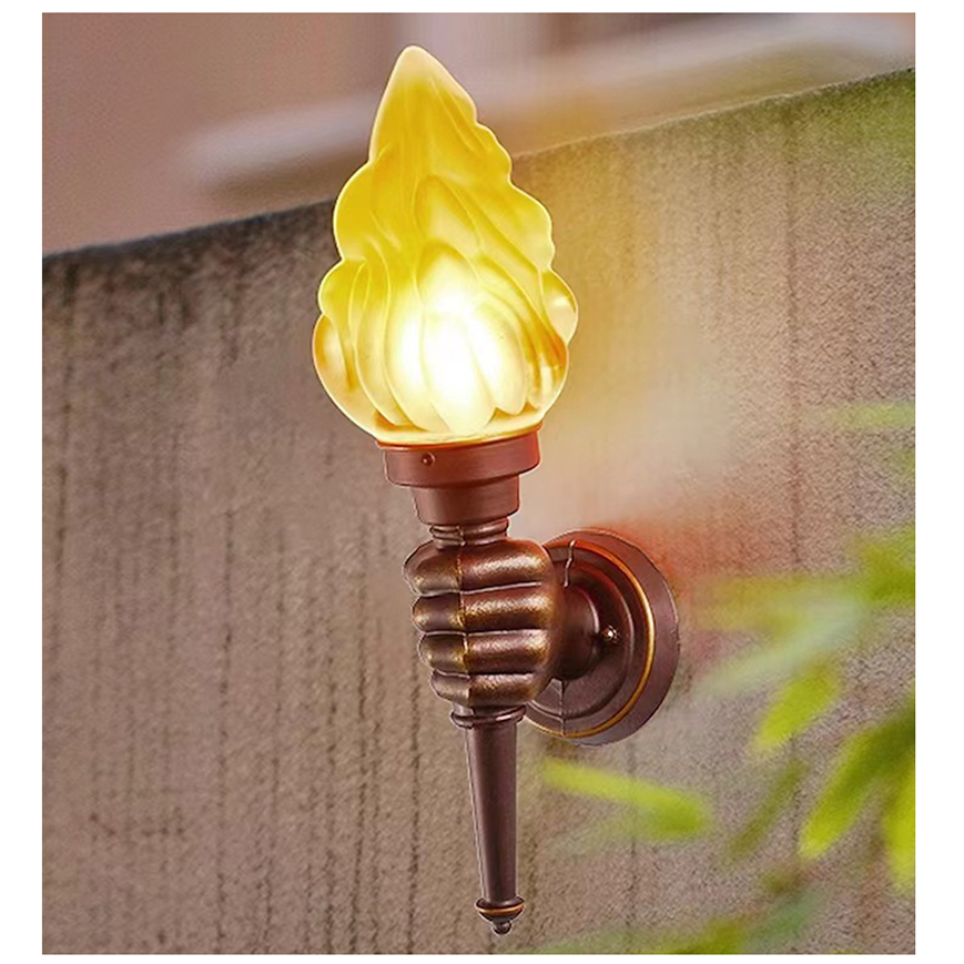 Vintage Art Deco Period Frosted-Glass Flame Torch Lamp Light Shade