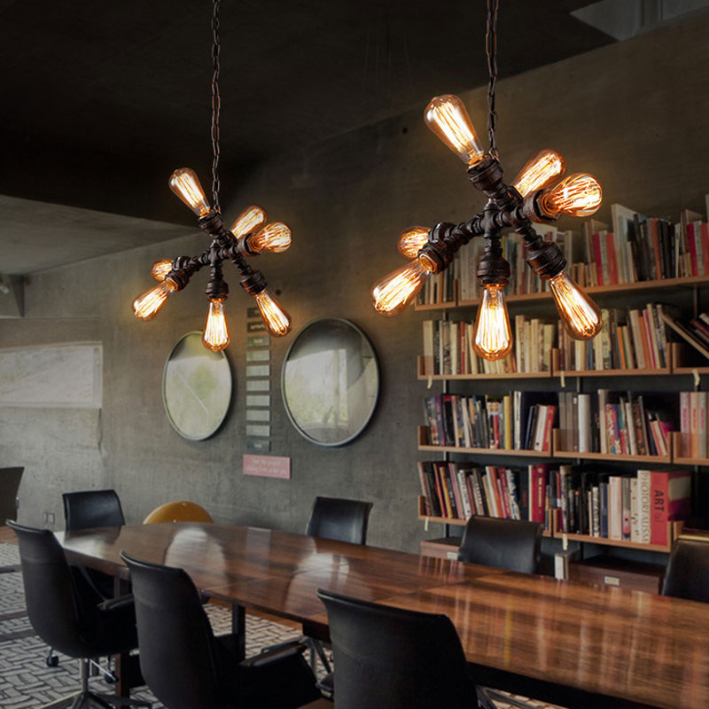 Loft Industrial Style Retro Water Pipe Chandelier Restaurant Aisle Coffee Shop Iron Pendant Lamp (WH-VP-222)