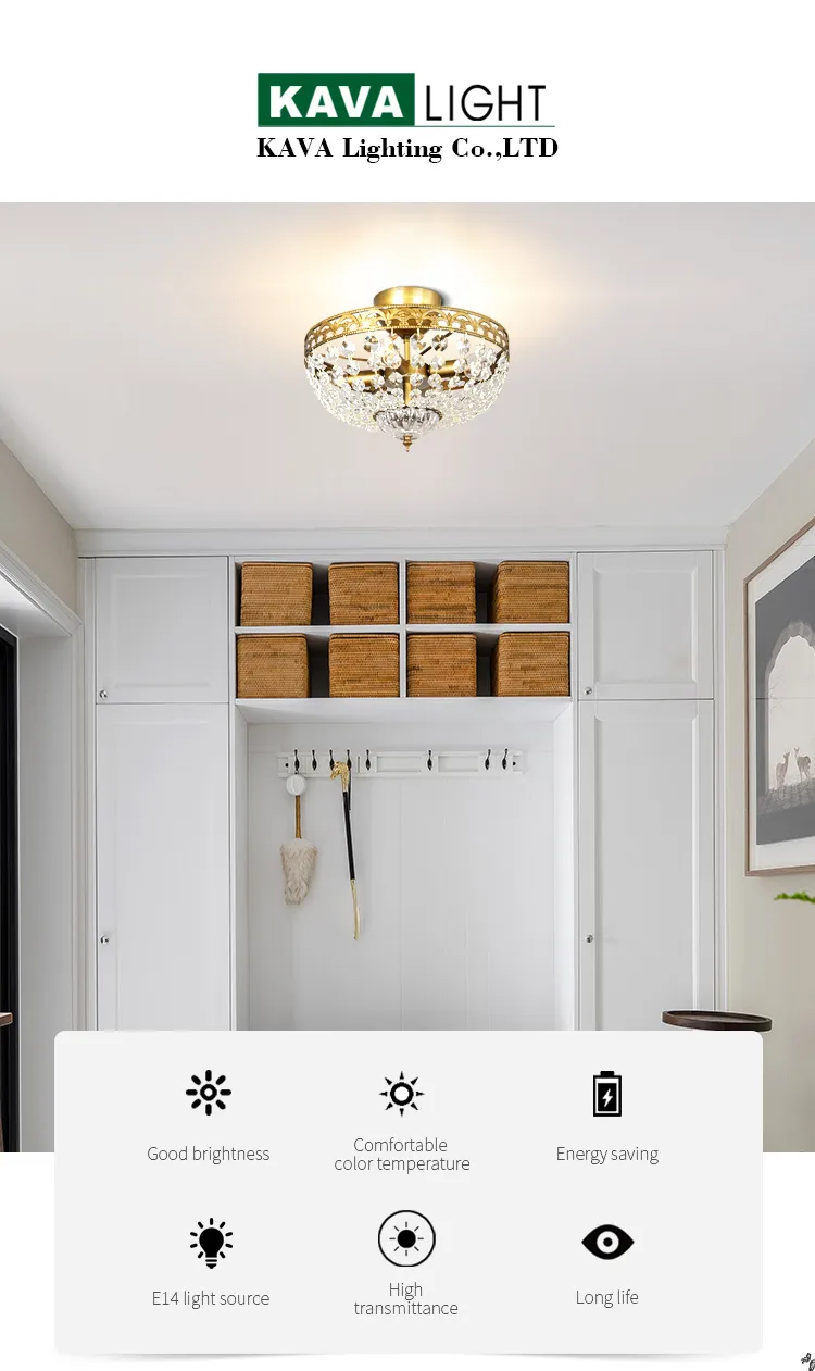 Crystal Semi Flush Mount Ceiling Light