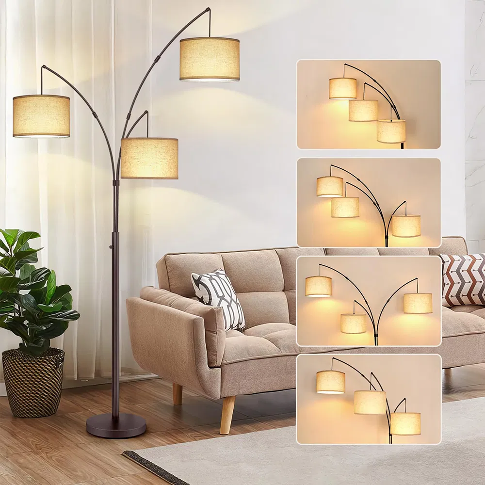 White Lampshade Arc Lamp