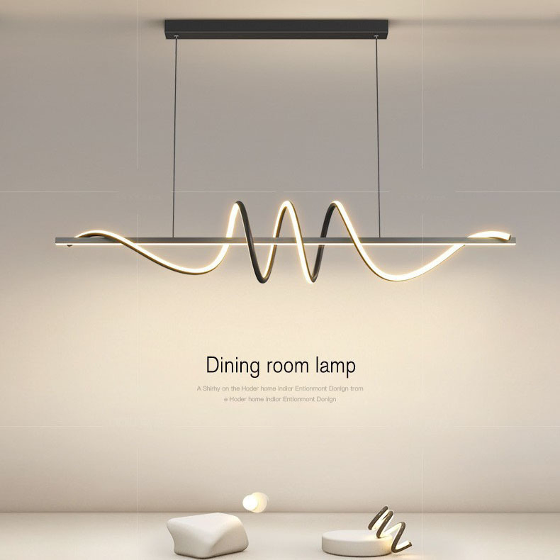 Minimalist Linear Chandelier Dining Room Pendant Lamp LED Metal Long Hanging Light