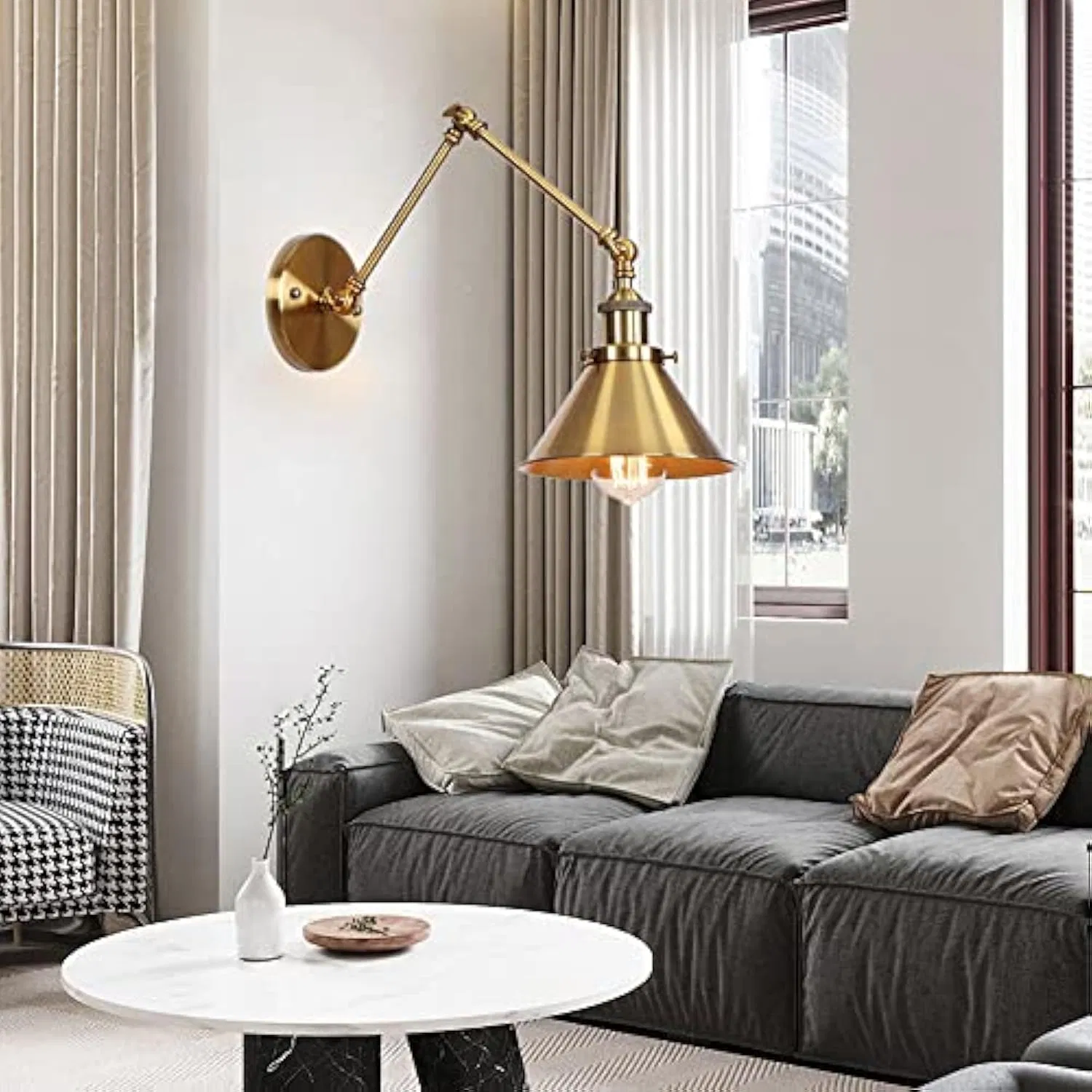 Antique European Style Industrial Metal Wall Sconces LED Light Source Swing Arm Wall Lamp Corridor Lighting Wall Mounted