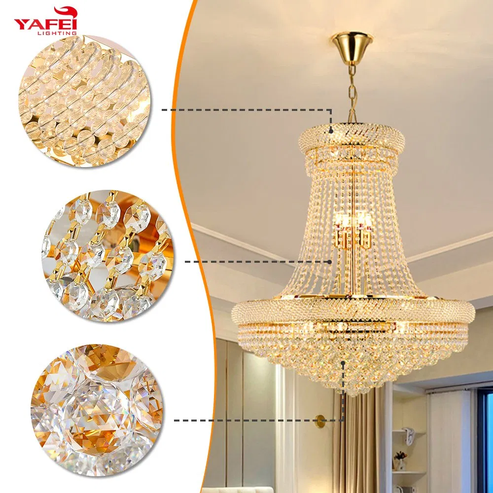 Modern Gold Color Hotel Lighting Luxury Crystal Pendant Light Chandelier