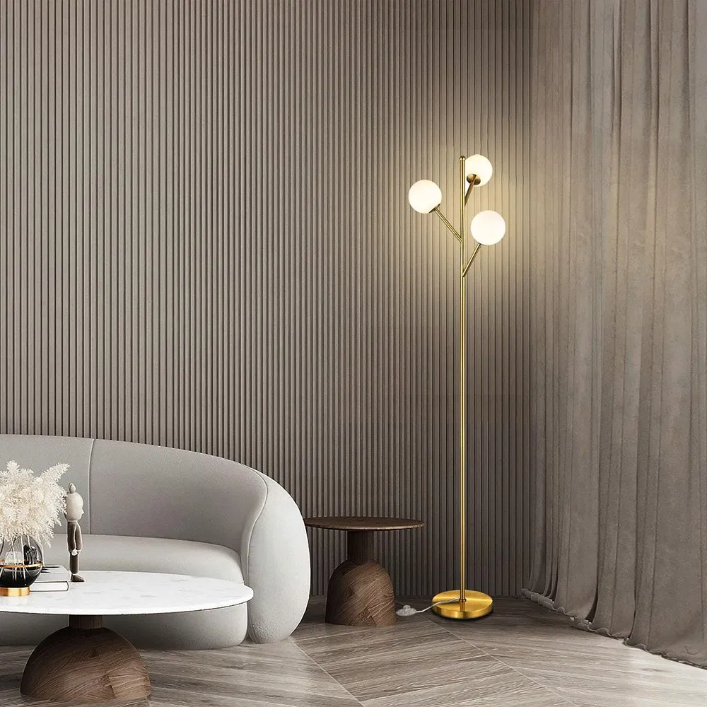 MID Century Living Room Modern Stepless Dimmable Standing Lamp Frosted Glass Shade Office Bedroom Study Room Black Tree Floor Lamp