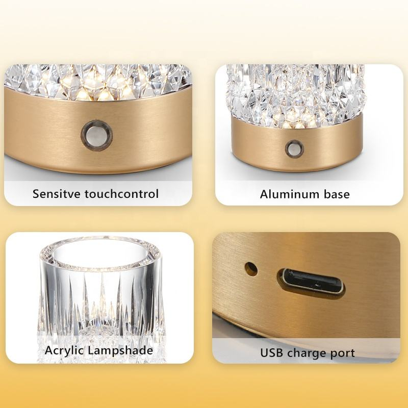 Modern Simple Portable Table Lamp Wireless Warmwhite 3000K Golden Bed Side Art Deco Decoration LED Table Lamp