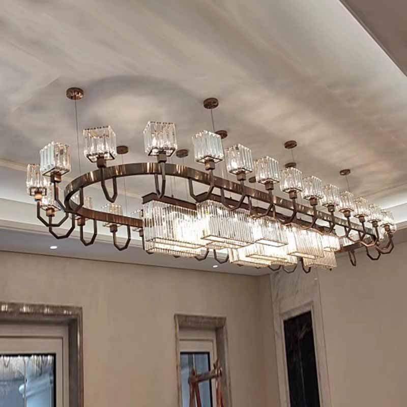 Modern Luxury Large Round Chandelier Restaurant Living Room Hotel Lobby Crystal Custom Engineering Chandelier