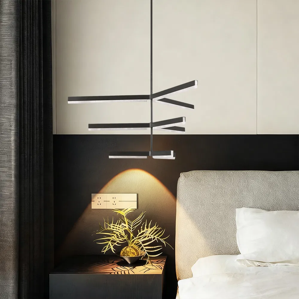 Eco Lighting Black Linear LED Pendant Light, Multi-Layer Minimalist Chandelier for Indoor Spaces