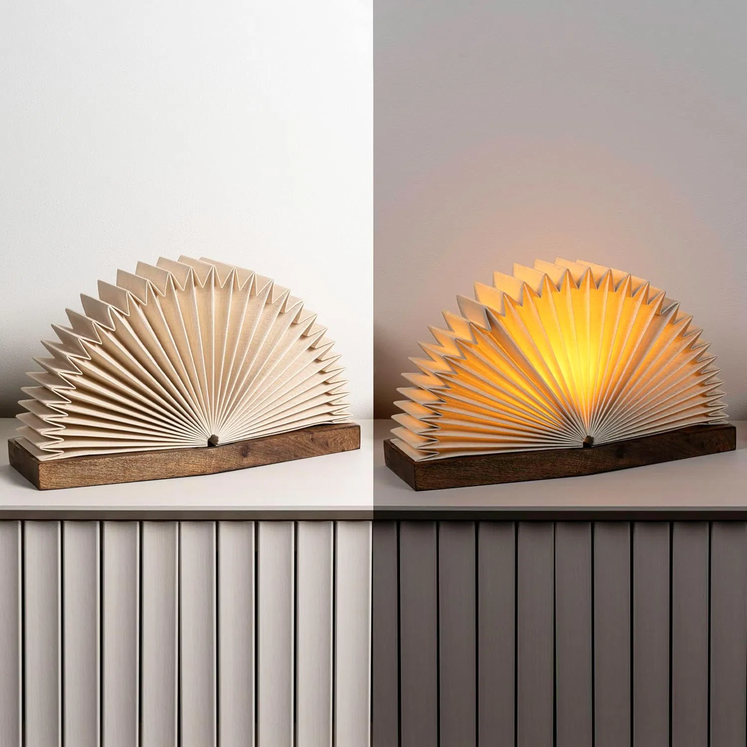 Modern Art Deco Paper Full Pleated Fan LED Living Family Dining Bedroom Hallway Office Table Lamp