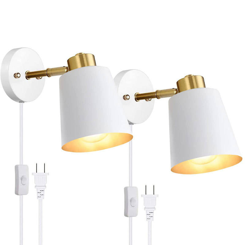 American Retro Industrial Swing Arm Wall Lamp Bedroom Bedside with Switch American and European Plug Hanging Lamp Reading Light