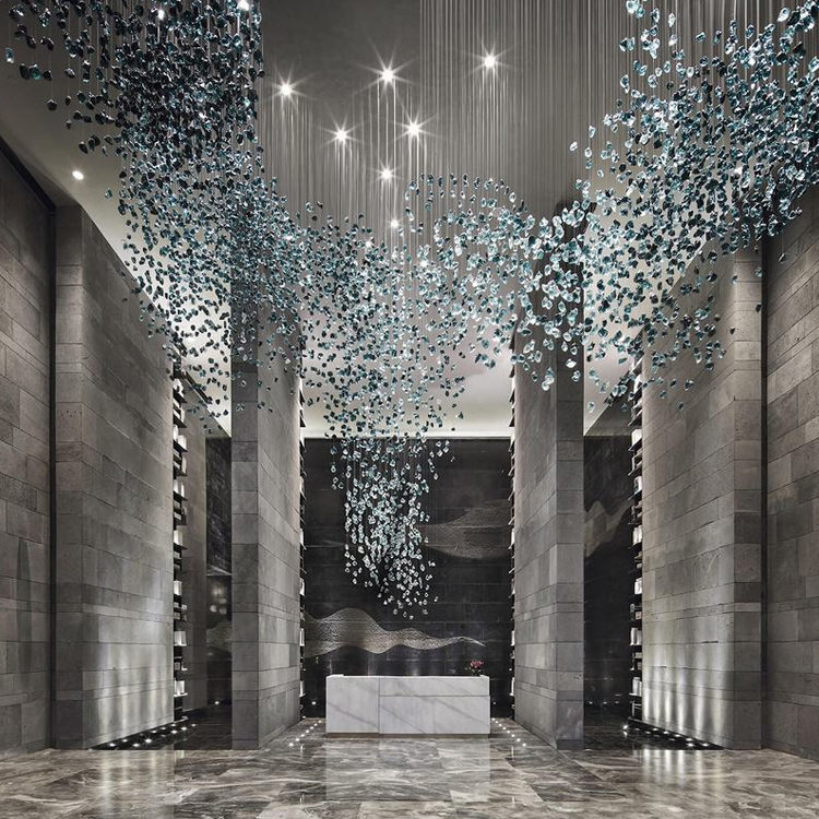 Luxury Style Indoor Decoration Hotel Lobby Staircase Villa LED Modern Ring Crystal Chandelier