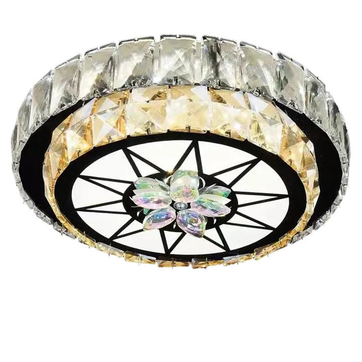 Modern Flush Mount LED Crystal Ceiling Light for Living Room