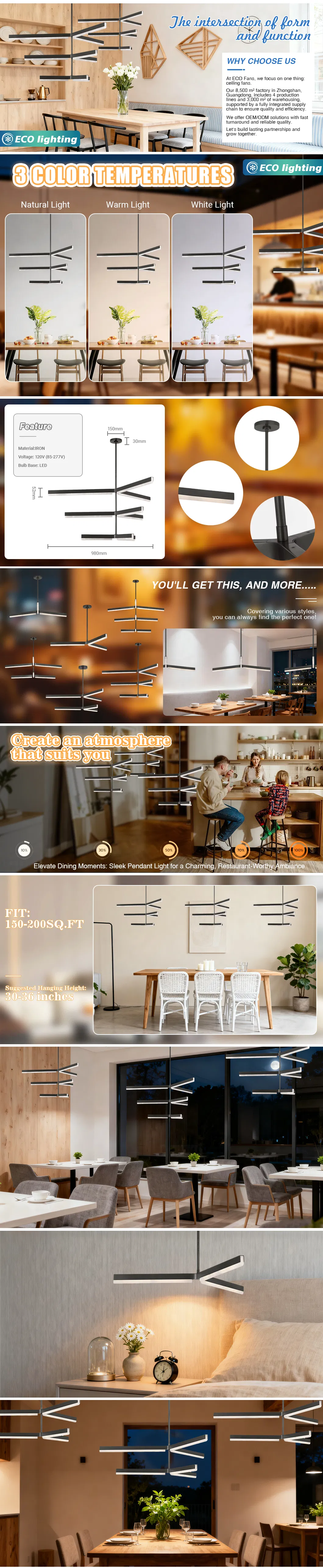 Black Linear LED Chandelier