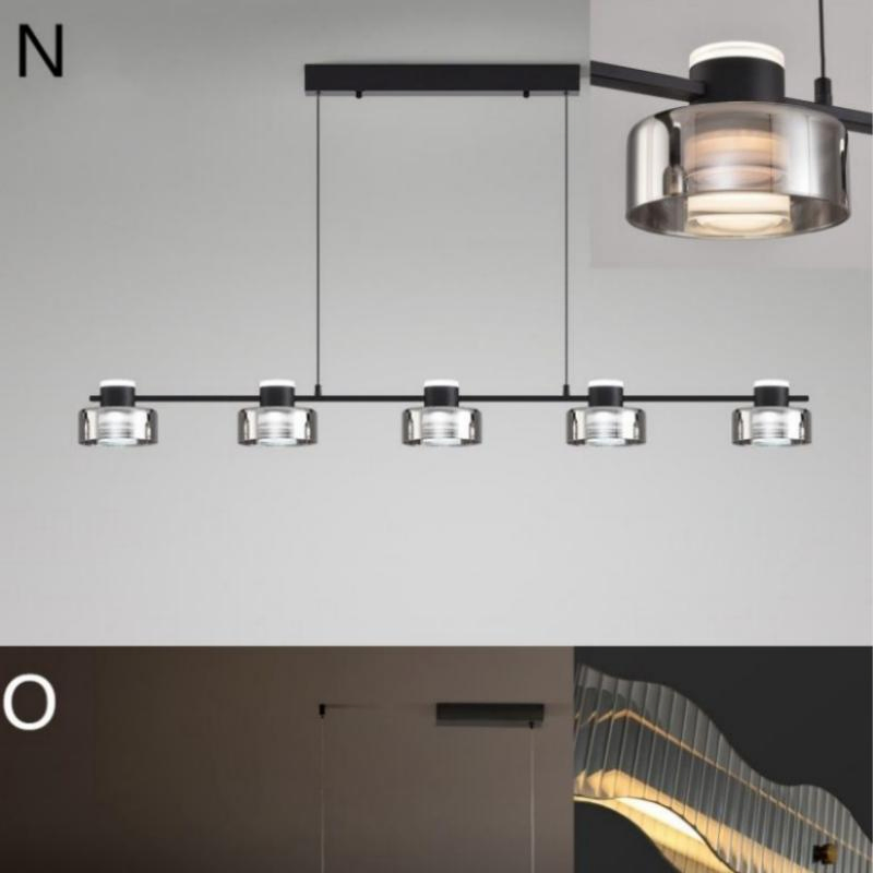 Modern Minimalist New Design Restaurant Tea Room Dining Table Office Glass Pendant Lamp Italian Long Strip Linear LED Hanging Metal Pendant Light (ZY-C032-R)