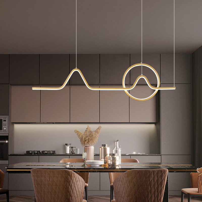 Simple Modern Wholesale Minimalist Gold Design Linear LED Pendant Lamp Dining Room Restaurant Bar Long Kitchen LED Aluminum Silicone Pendant Light (ZY-C025)