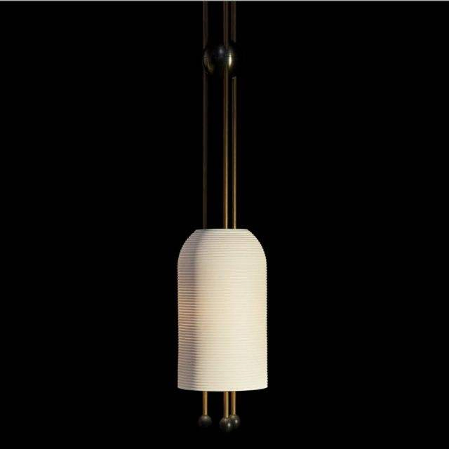 Modern Nordic Simple Linear Solid Brass White Frosted Glass Hanging Lighting Coffee Shop Living Room Pendant Lamp