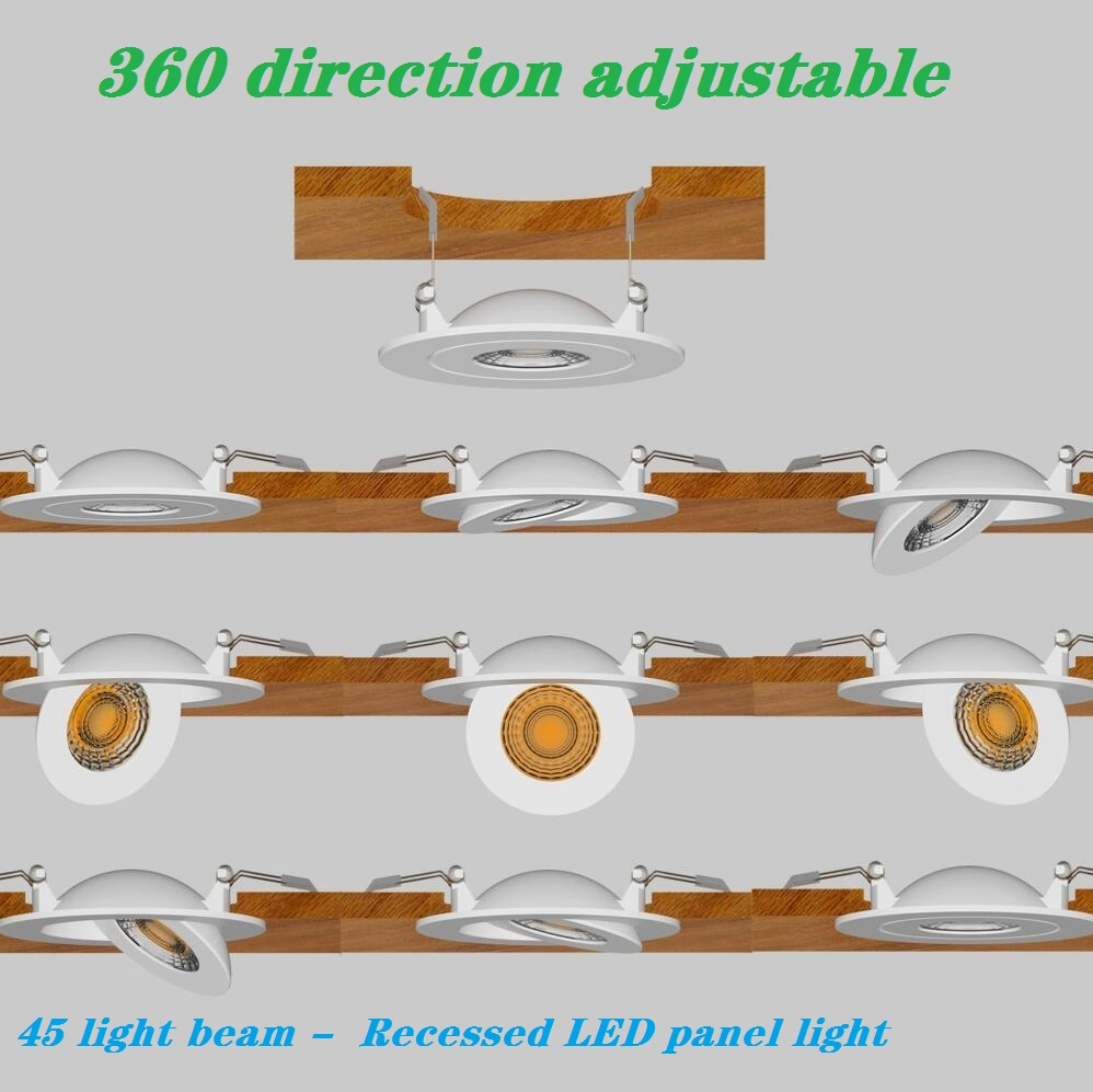 360degree Direction CCT Adjustable Cheap Price PBT Gimbal Downlight Recessed LED Ceiling Panel Light
