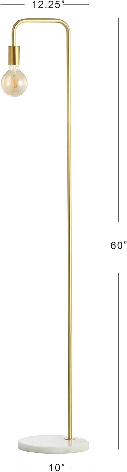 Modern Minimalist MID Century Brass Gold White Marble Base Tall Pole Floor Lamp