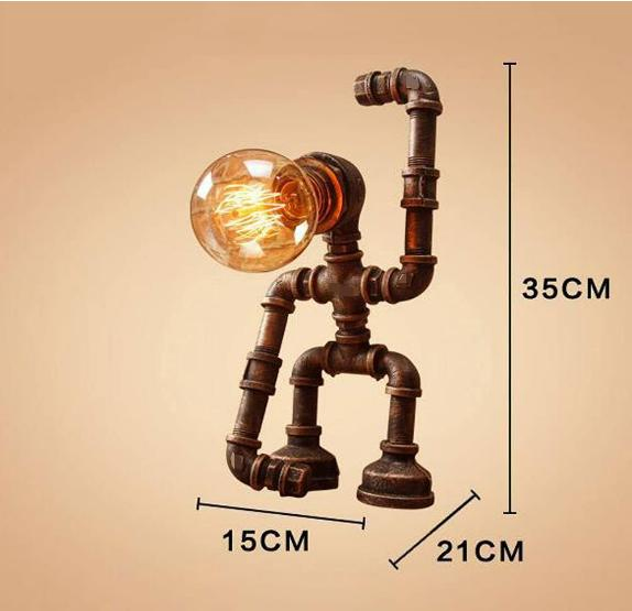 Industrial Personality Water Pipe Desk Lamps Retro Wrought Iron Steampunk Lamp Robot Decoration Table Lamp for Coffee Shop Hotel