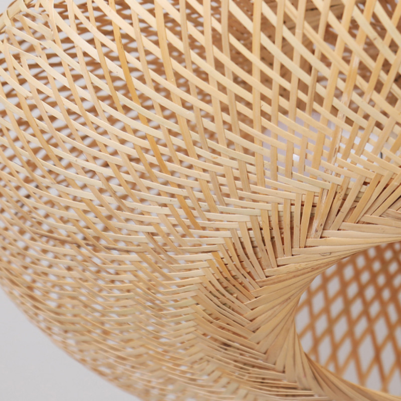 Round Bamboo Wicker Rattan Semi Flush Mount Ceiling Light (WH-WA-36)