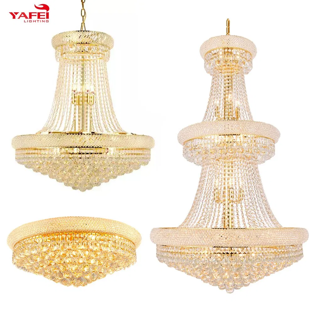 Modern Gold Color Hotel Lighting Luxury Crystal Pendant Light Chandelier