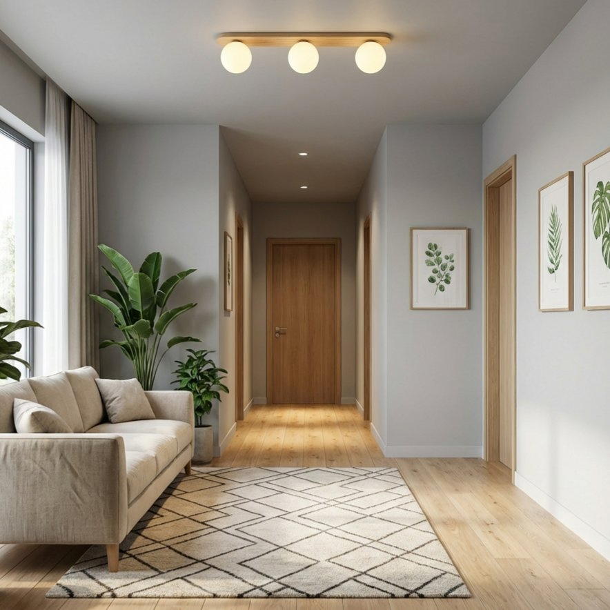 Modern Home Deco Flush Mount MDF Wooden Glass LED Ceiling Light Fixture